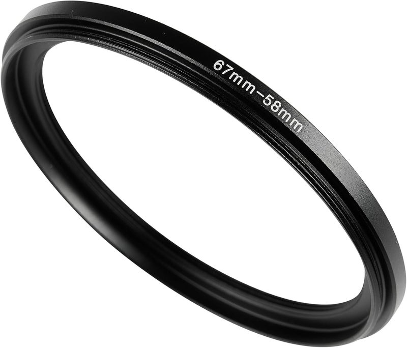 JOYTOLIN 67-58mm Metal Step-Up/Down Ring Adapter Compatible with Mirrorless Cameras DSLR Lens, UV CPL ND Filter Thread Converter, Black - Image 1